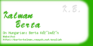 kalman berta business card